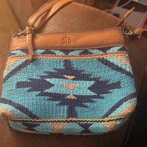 STS Ranchwear Aztec Crossbody Bag - Blue and Tan